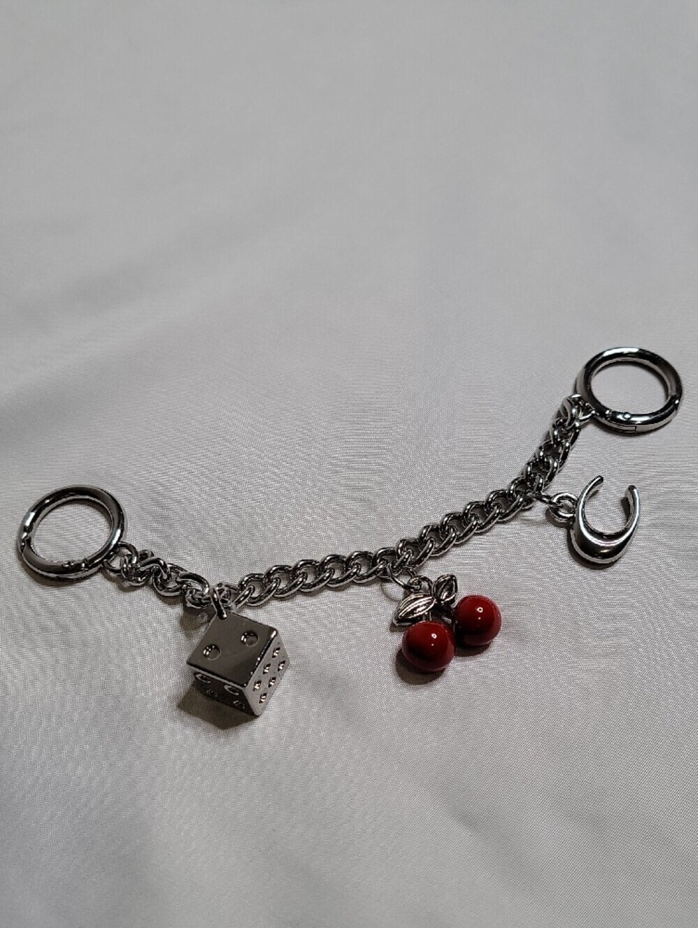 Coach Silver-Tone Bag Charm with Red Cherry and Dice - Picture 3 of 3